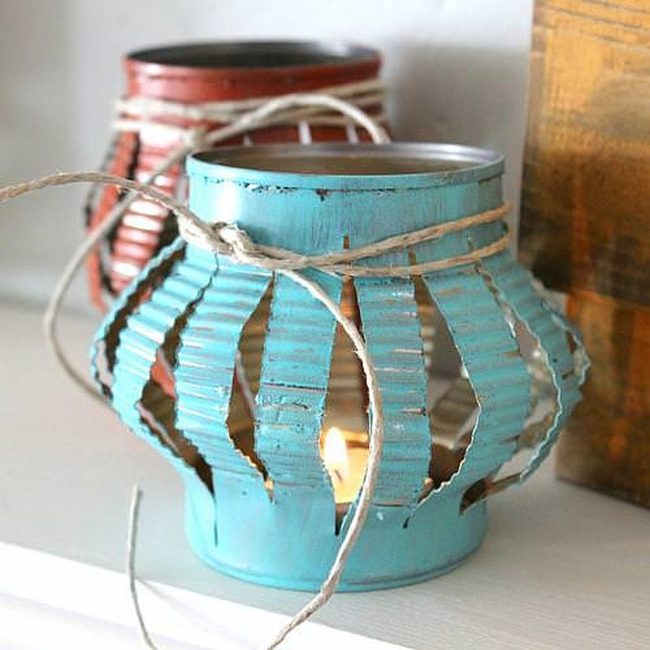Punched Metal Can Lanterns