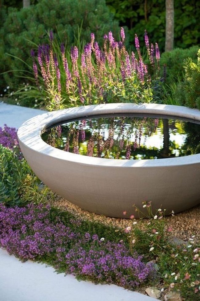 Mirrored Bowl Reflects Garden Beauty