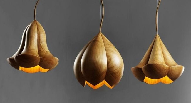 Wooden Flower Pendants, Natural Light