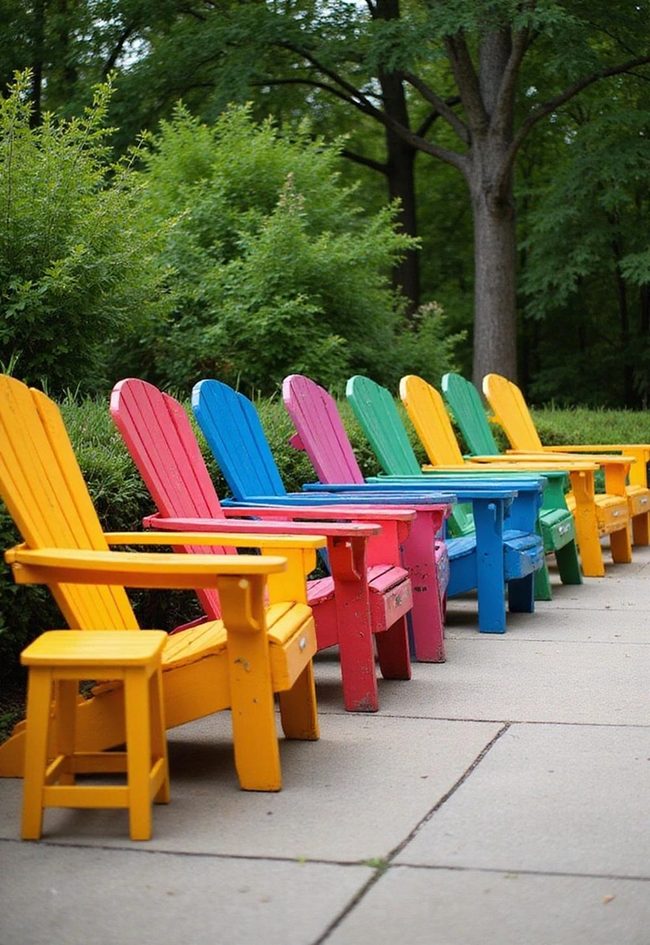 Colorful Recycled Adirondack Chairs For Patios