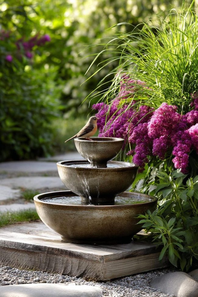 Stacked Teacups Patio Water Feature