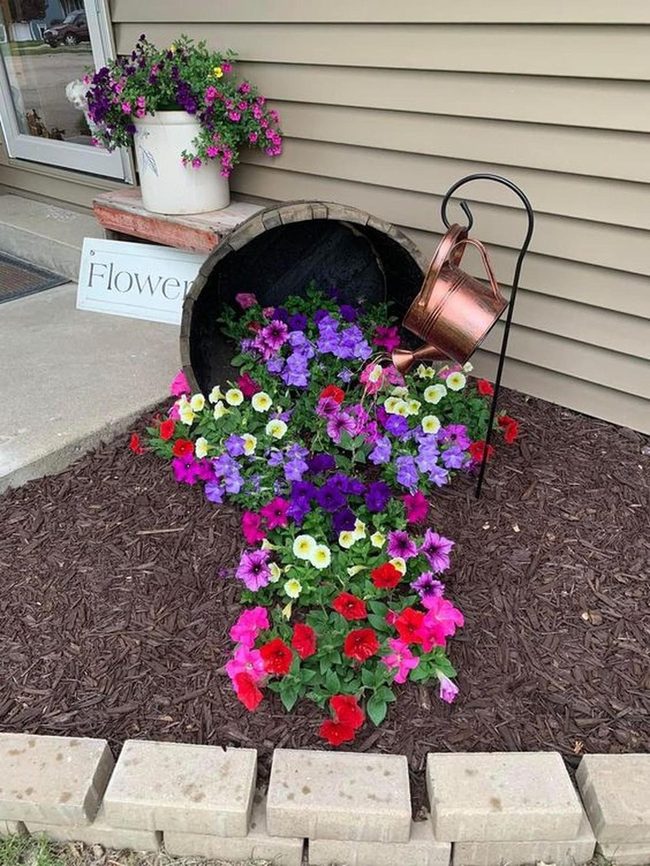 Spilled Petunias With Copper Accents