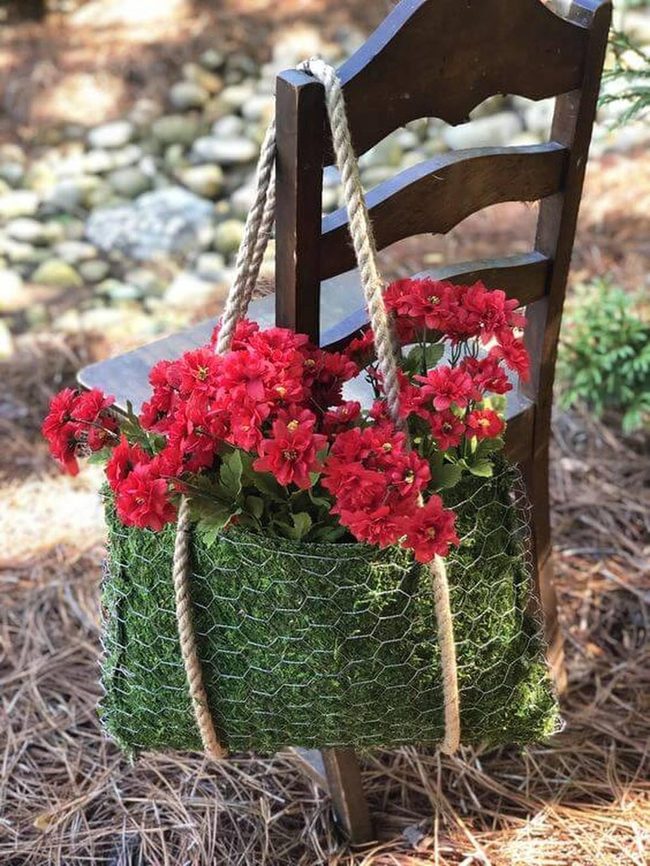 Chicken Wire Hanging Plant Baskets