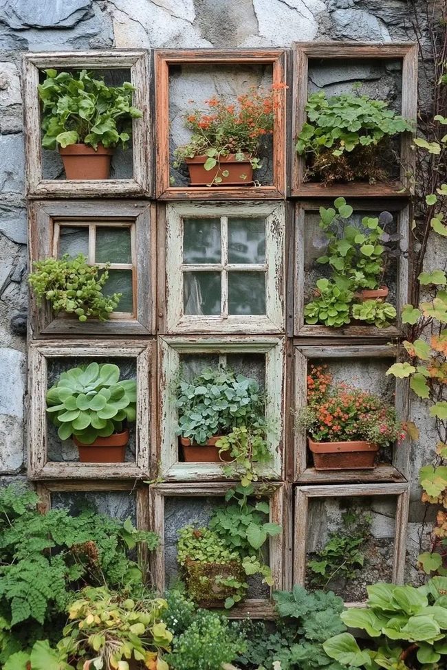 Recycled Window Herb Garden