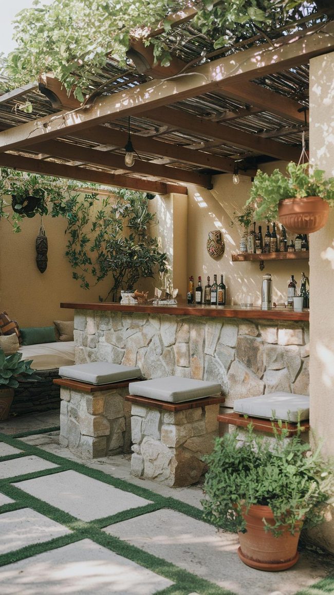 Built-In Seating Backyard Bar