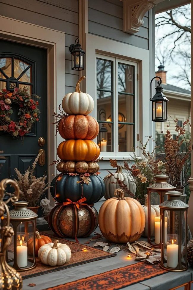 Vertical Pumpkin Tower Stack