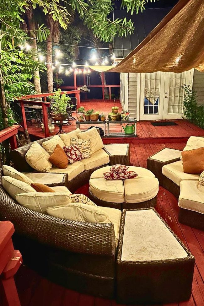 Secondhand Wicker Deck With Twinkly Lights