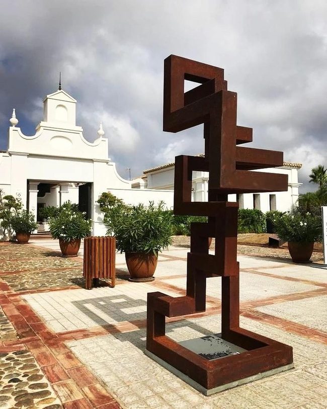 Rusted Angular Metal Garden Sculptures