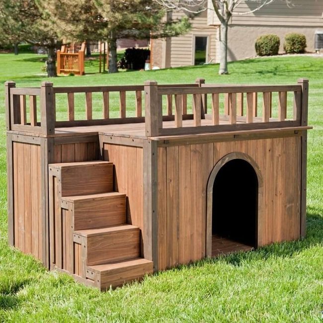 Wooden Dog House With Private Deck