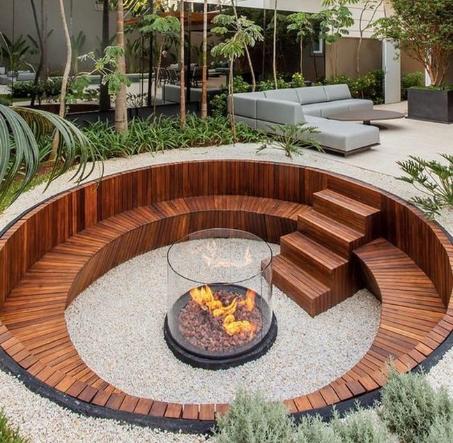 Glass Fire Pit Gathering Spot