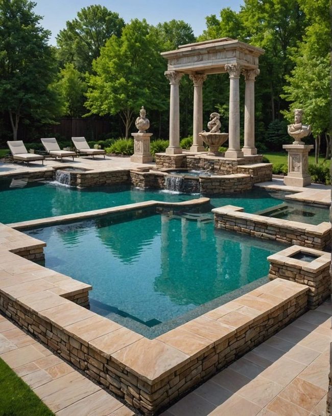 Stone Sculptures Frame Your Pool