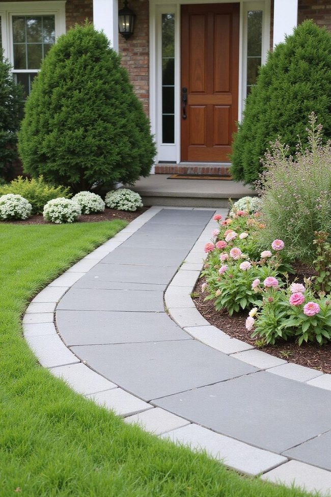 Brick and Plant Borders Define Entryways