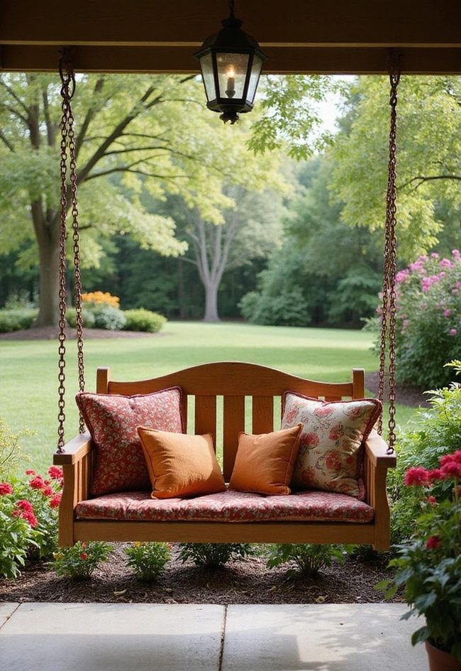 Porch Swing Shaded Seating Focal