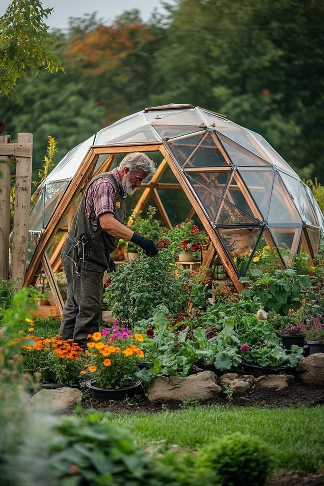 Geometric Metal Dome Greenhouse