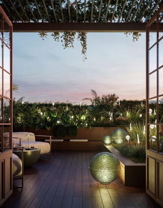 Wood Deck Meets Lush Garden Paradise
