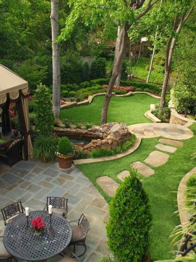 Stone Pathways Around Natural Pond