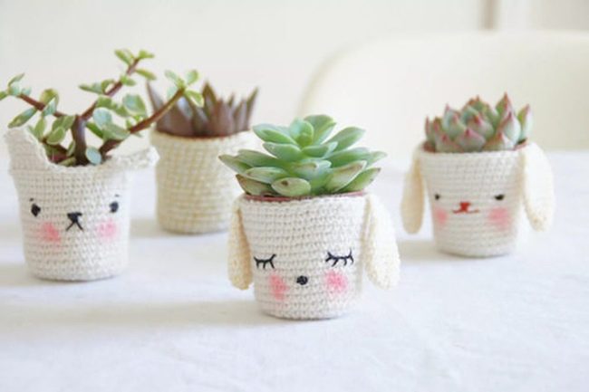 Handcrafted Crochet Yarn Planters