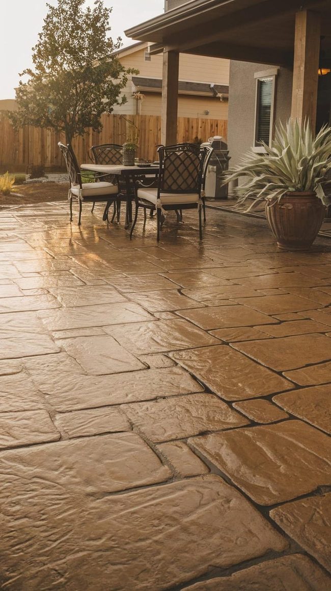 Flagstone Patio Fire And Light