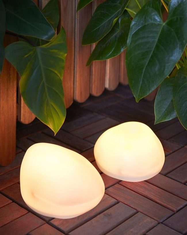 Pebble Lamps Green Leaves Wood