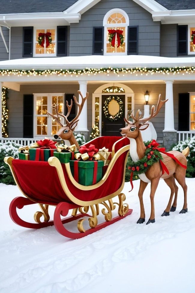 Giant Wooden Sleigh Overflowing Presents