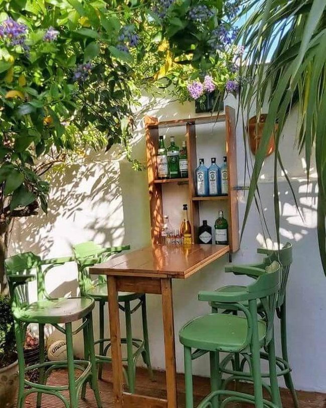 Sunlit Backyard Bar Setup