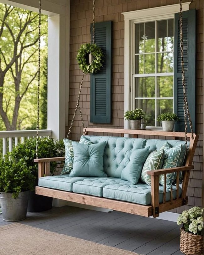 Cushioned Fabric Porch Swing