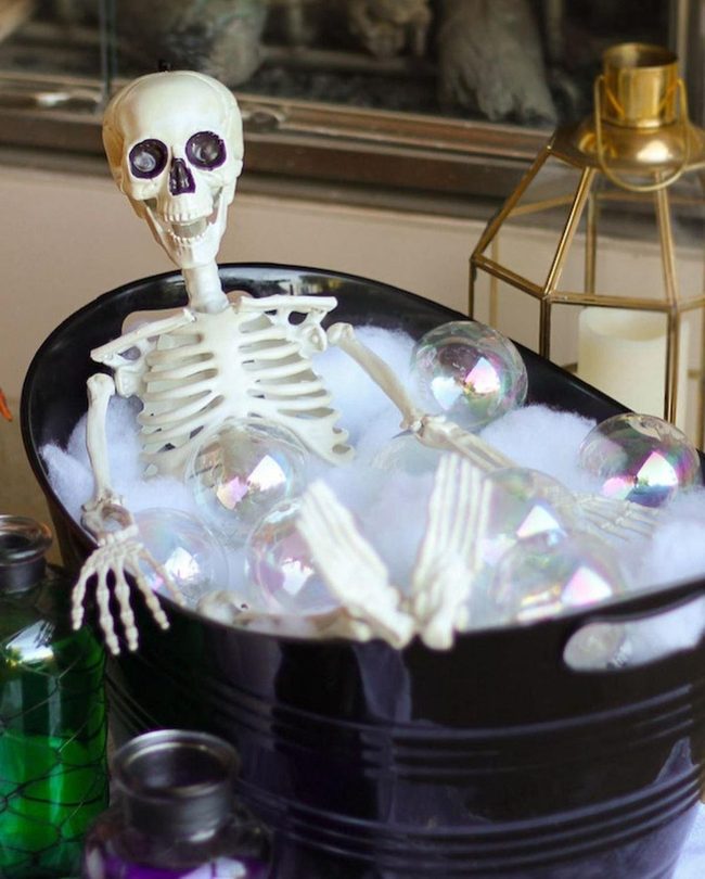 Skeleton Bathing in Bubbles