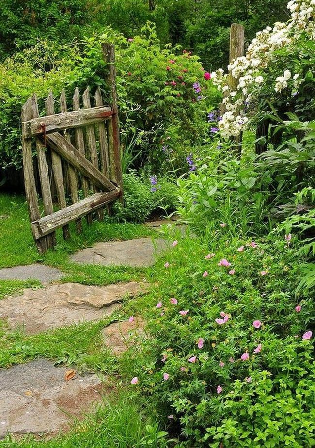 Stone Path Through Blooming Garden