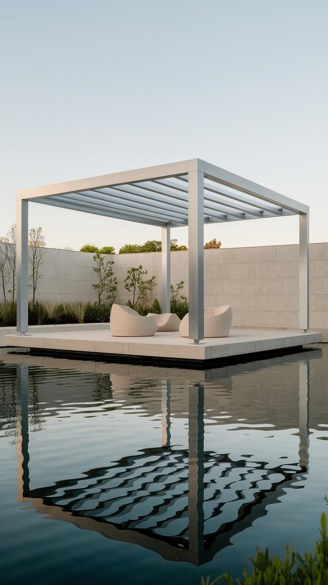 Steel Pergola Floating Over Water