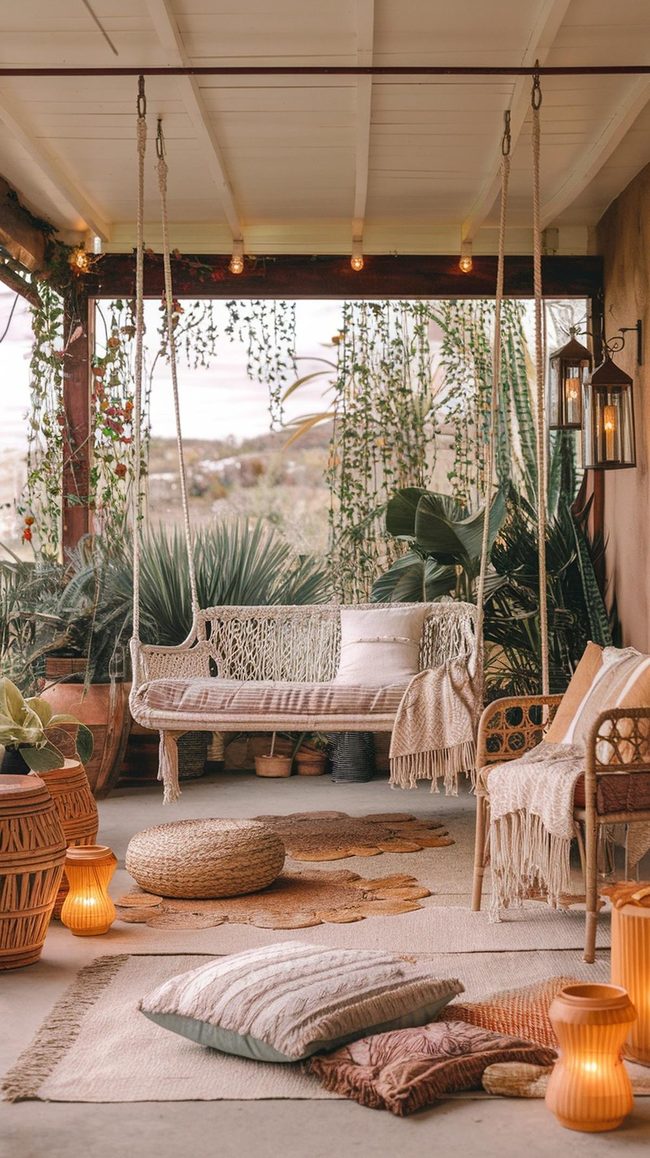 Macramé Swings With Cascading Plants