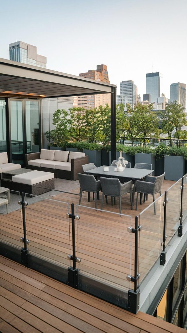 Glass Railings Connect Balcony To Rooftop