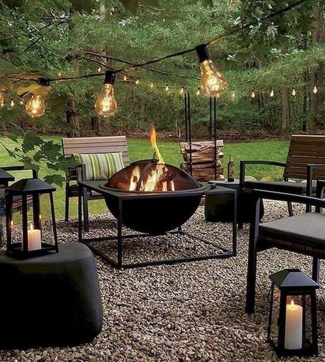 Firelit Circle With Hanging Lights