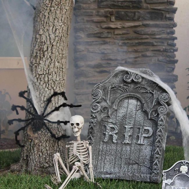 Carved Black Tombstones Halloween Graveyard