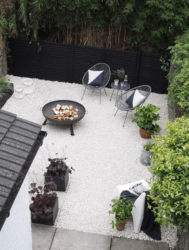 White Gravel Fire Pit Gathering