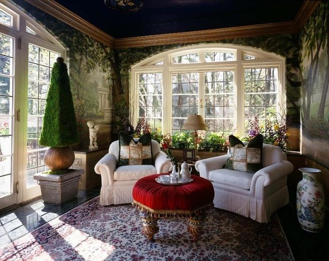 Red Ottoman Garden Room