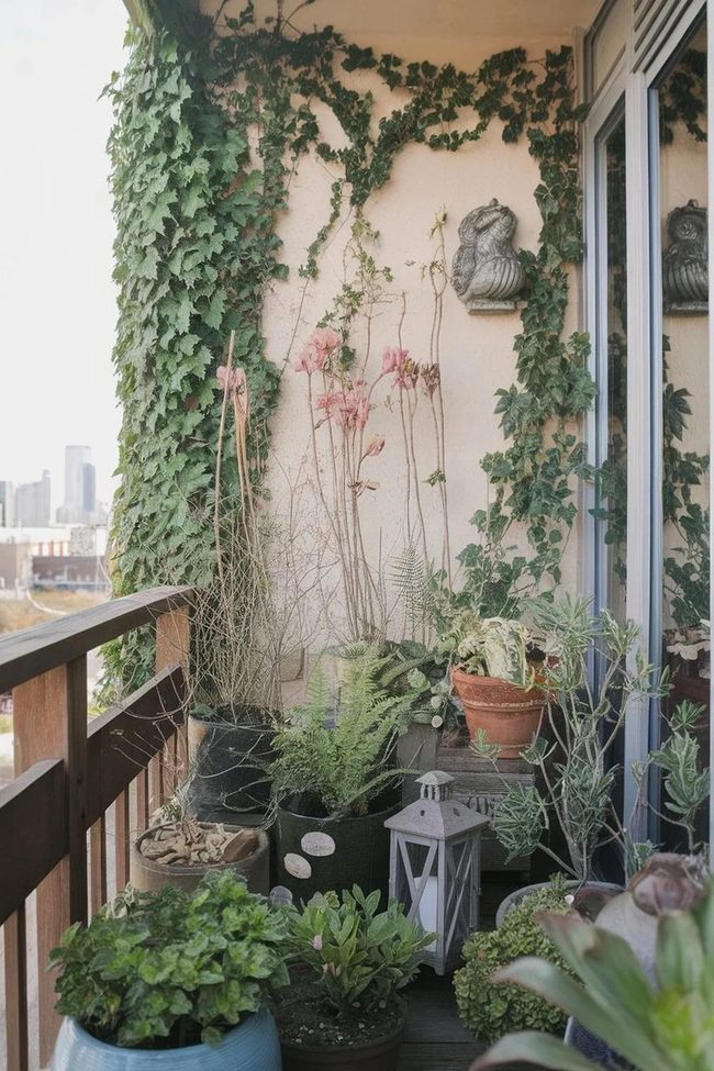Vertical Green Wall With Climbing Ivy