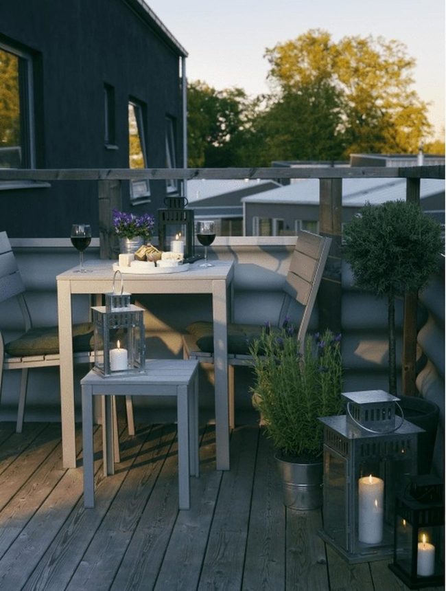 Candlelit Wooden Balcony Evening