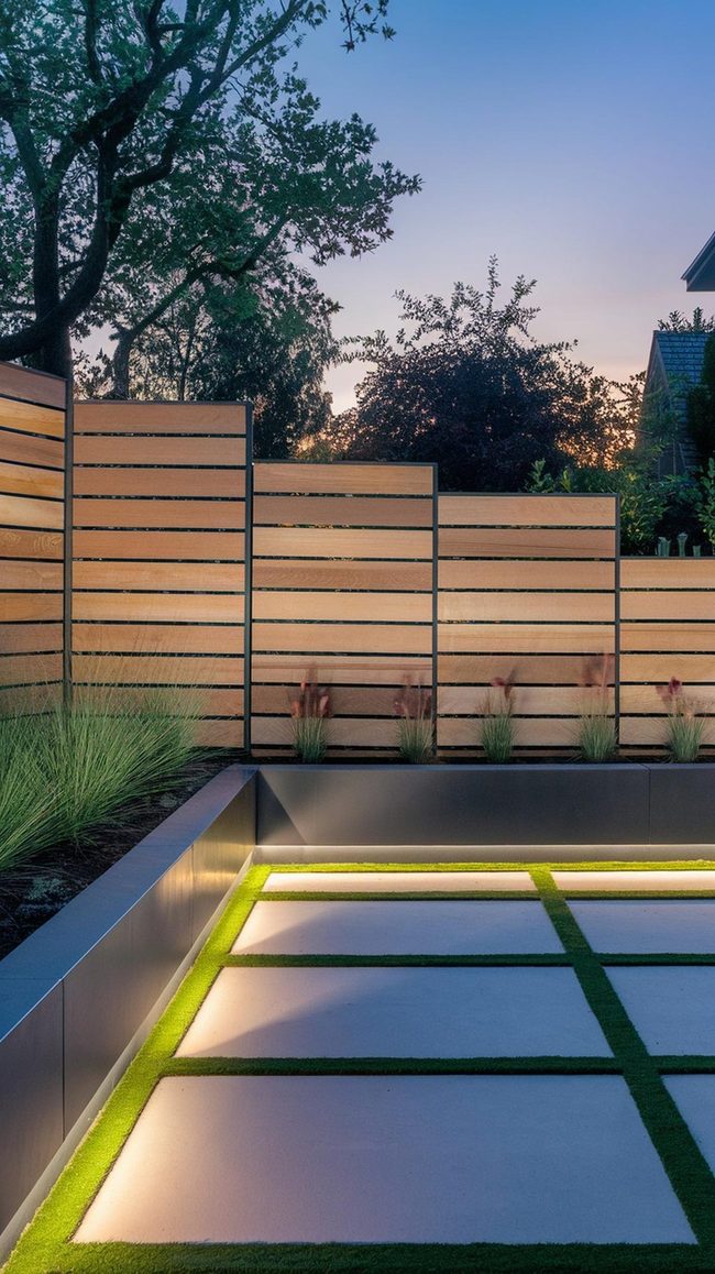 Staggered Walnut Panels Minimalist Terrace