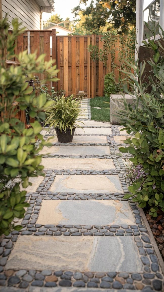 Gray Concrete Pavers Geometric Patterns