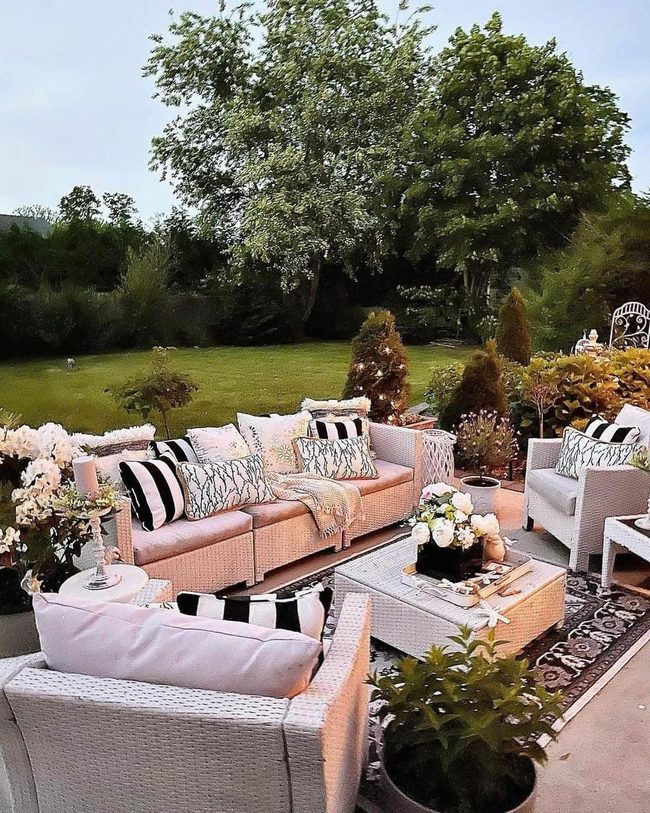 Monochrome Patio With Geometric Accents
