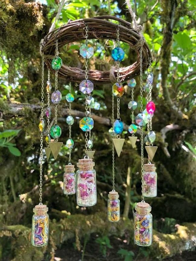 Colored Glass Gems Catching Sunlight
