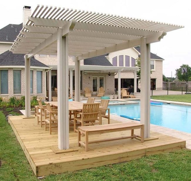 White Pergola Pool Island Retreat