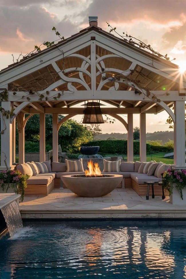 Aluminum Pergola Poolside Lounge