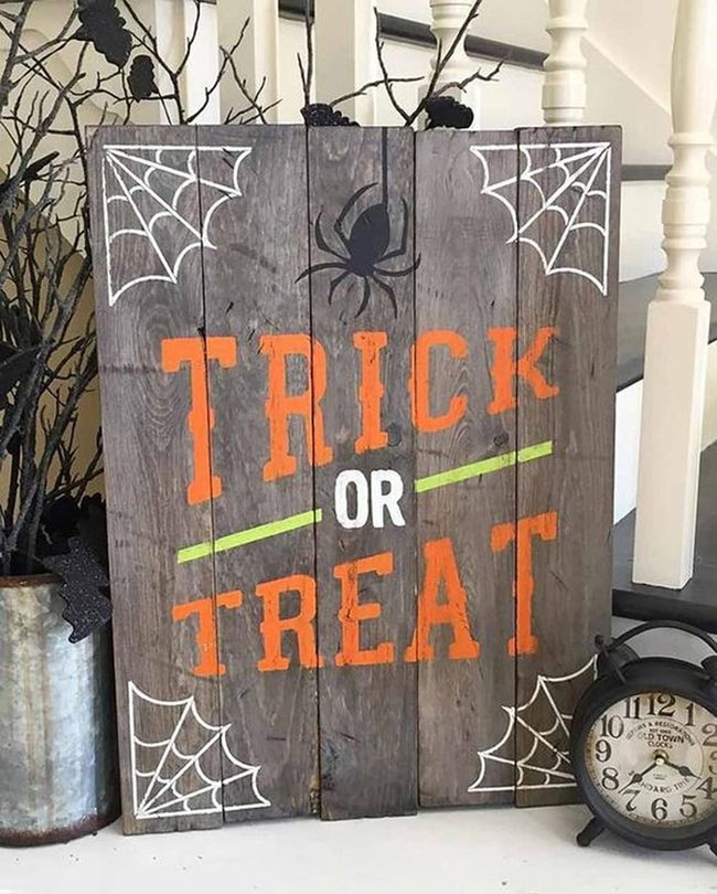 Orange Lettering Halloween Wooden Sign