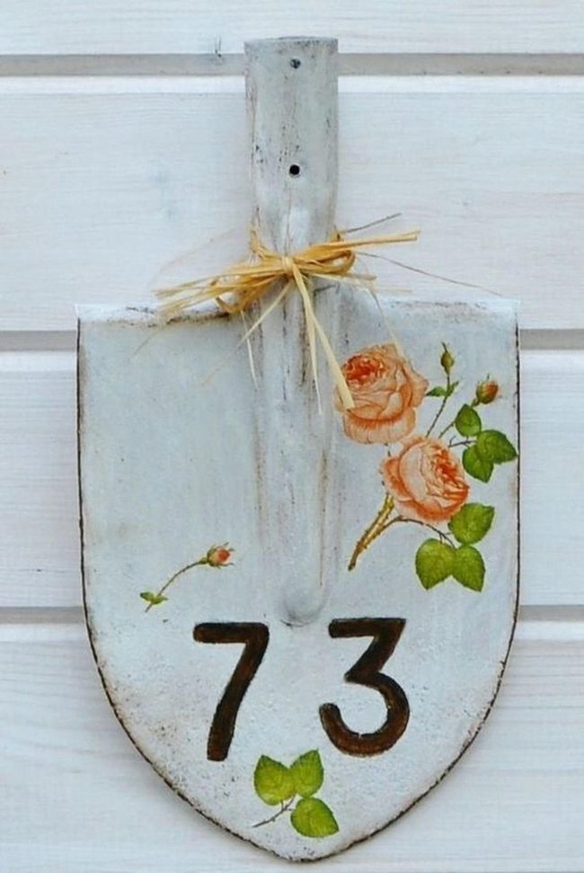 Hand-Painted Roses House Number