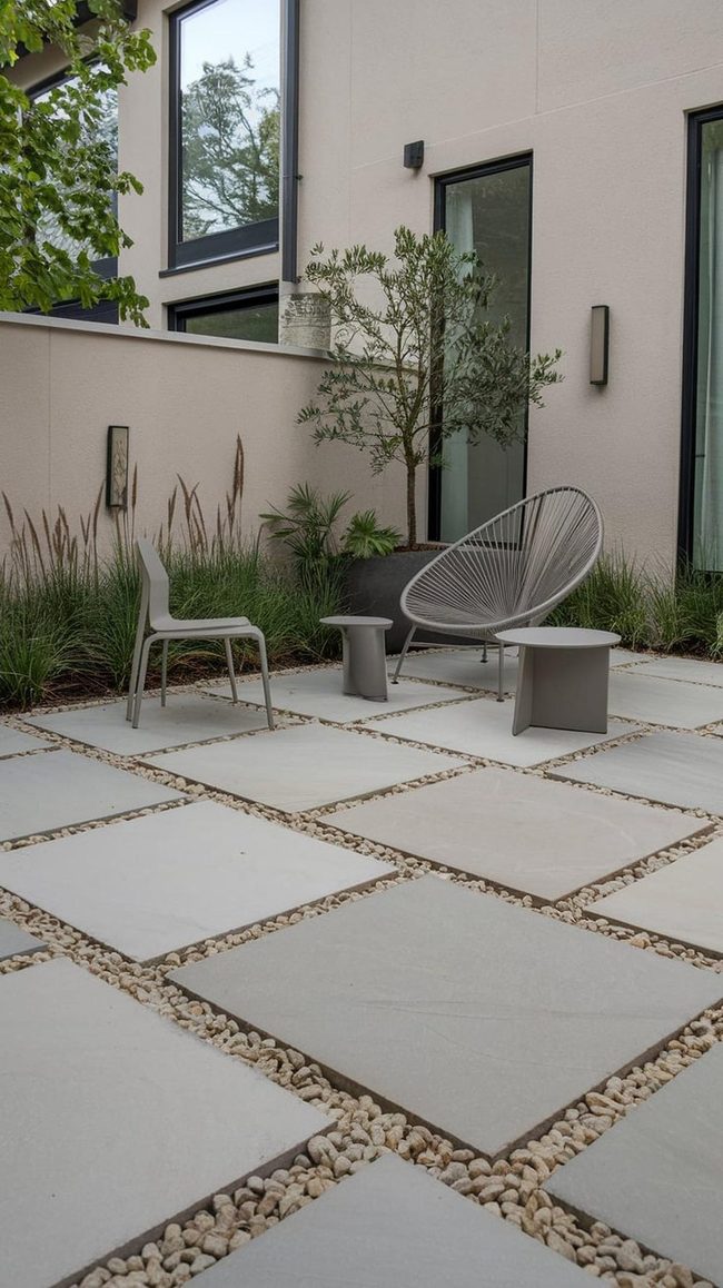 Minimalist Geometric Flagstone Patio