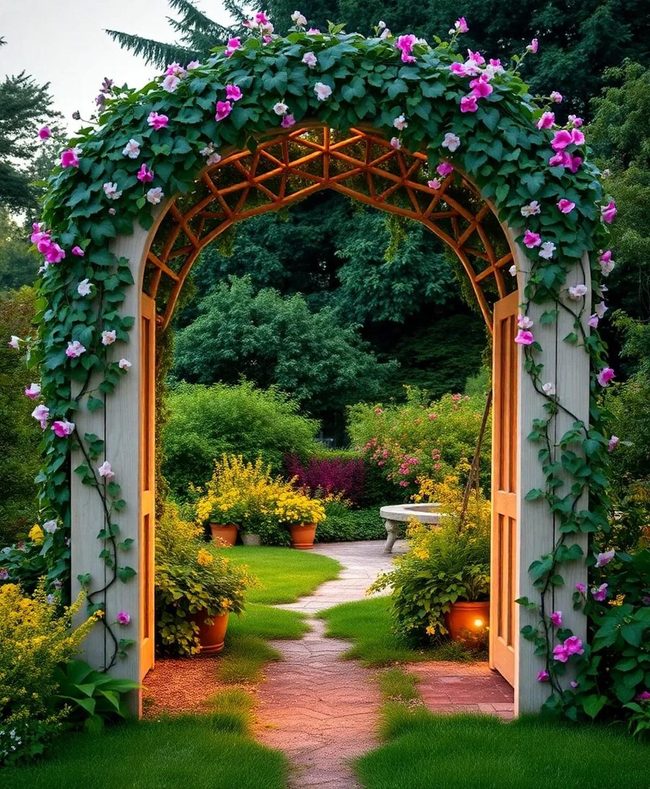 Flowering Arch Frames Patio Entry