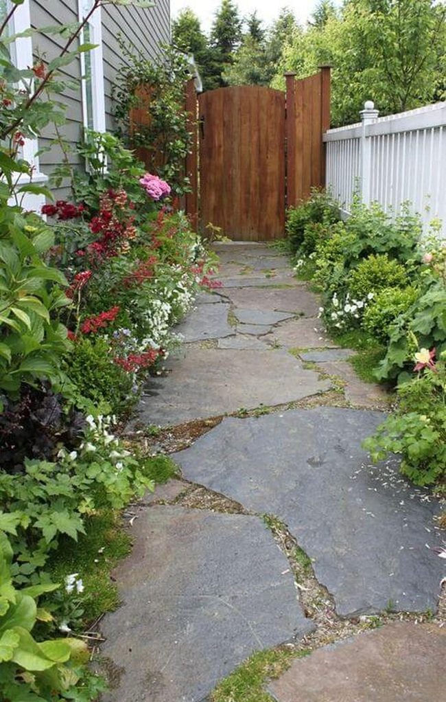 Stone Path Through Blooming Garden