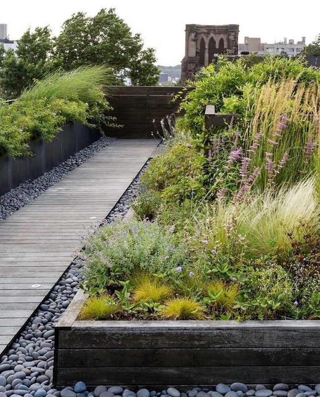 Green Rooftop Escape Stone Pathways