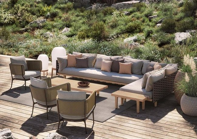 Greenery And Natural Wood Seating